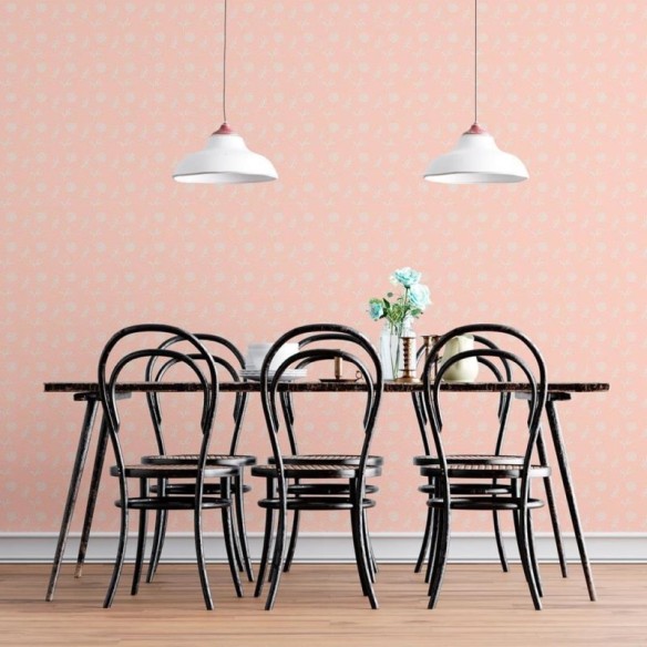 Papel de Parede Adesivo Floral Minimalista Salmão N08040