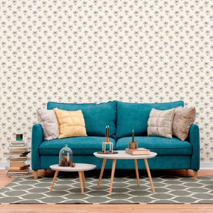 Papel de Parede Adesivo Floral Neutro N012095