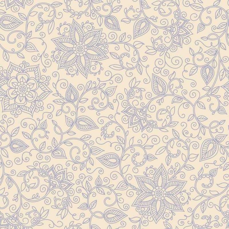 Papel de Parede Adesivo Floral Off White e Azul...