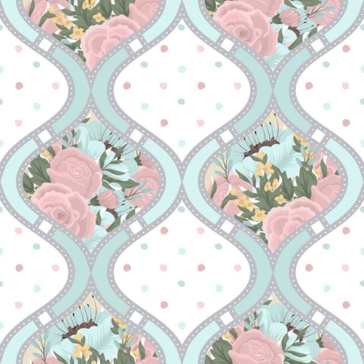 Papel de Parede Adesivo Floral Ondas N013096