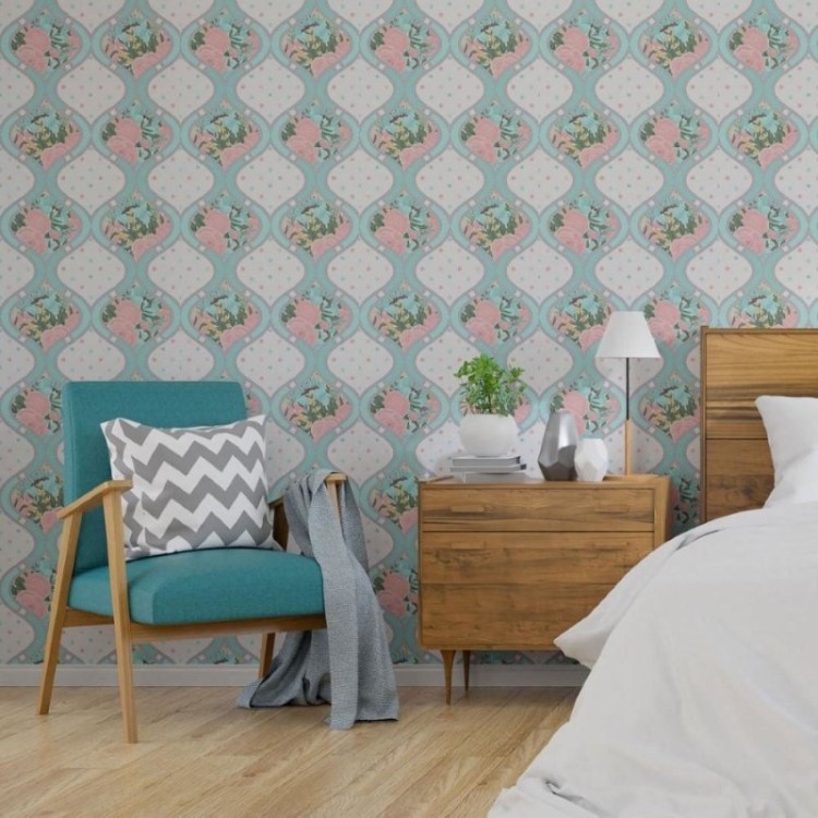 Papel de Parede Adesivo Floral Ondas N013096