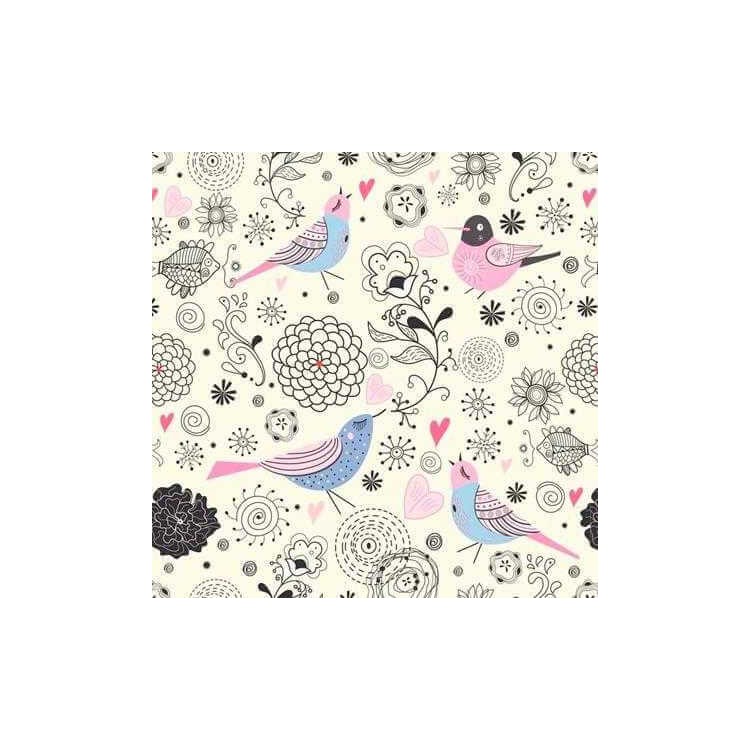 Papel de Parede Adesivo Floral Pássaros 390