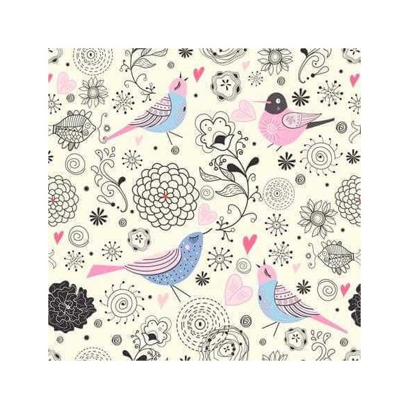 Papel de Parede Adesivo Floral Pássaros 390