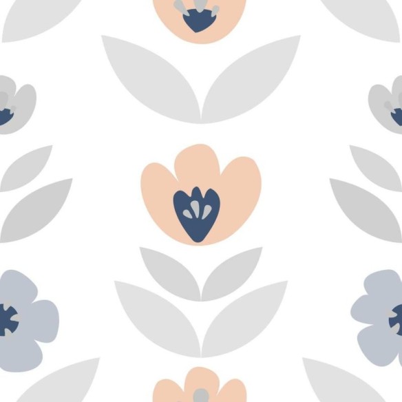 Papel de Parede Adesivo Floral Pastel Azul e Rosa N06187