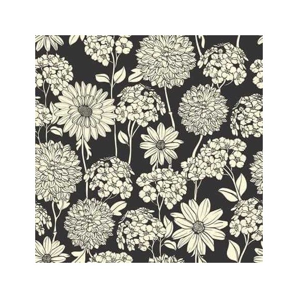 Papel de Parede Adesivo Floral Preto 660