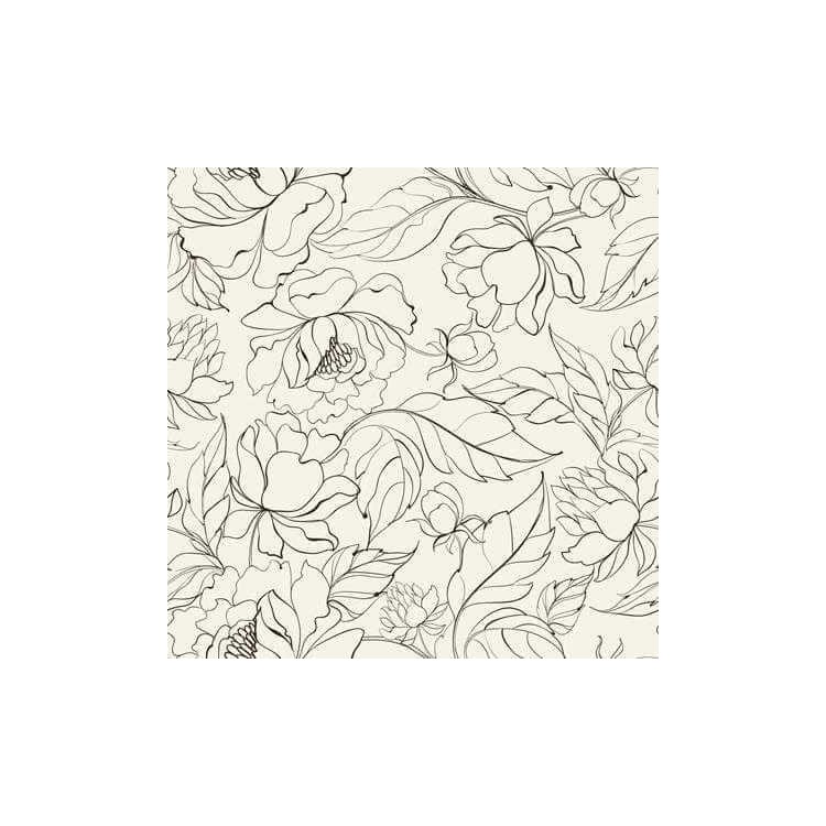 Papel de Parede Adesivo Floral Preto Bege...