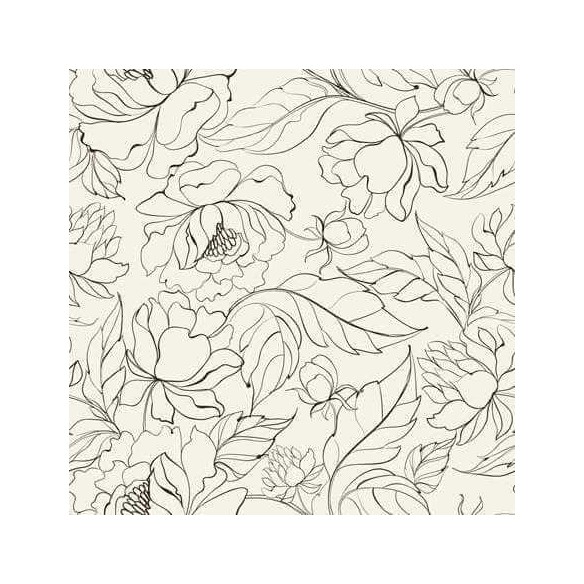 Papel de Parede Adesivo Floral Preto Bege 134670815