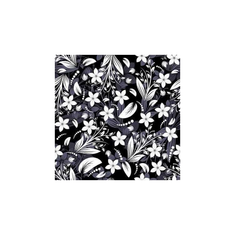 Papel de Parede Adesivo Floral Preto e Branco 282