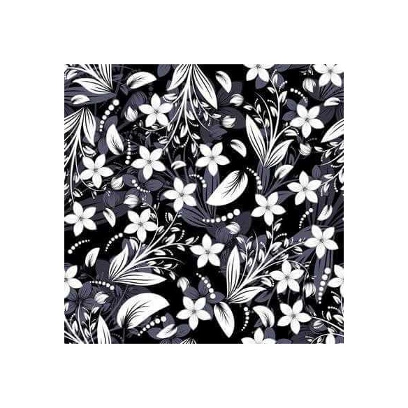 Papel de Parede Adesivo Floral Preto e Branco 282