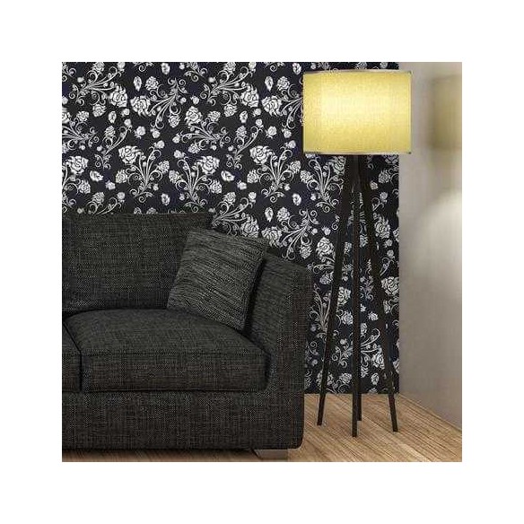 Papel de Parede Adesivo Floral Preto e Branco 283