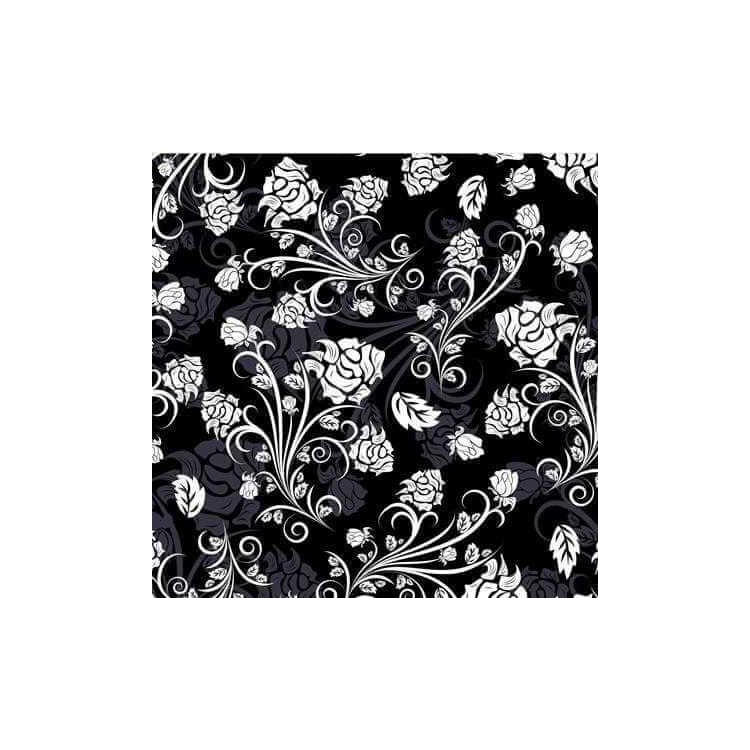 Papel de Parede Adesivo Floral Preto e Branco 283