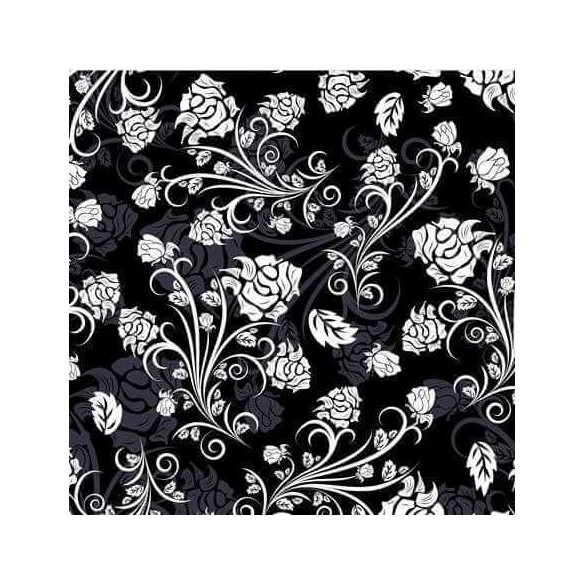 Papel de Parede Adesivo Floral Preto e Branco 283
