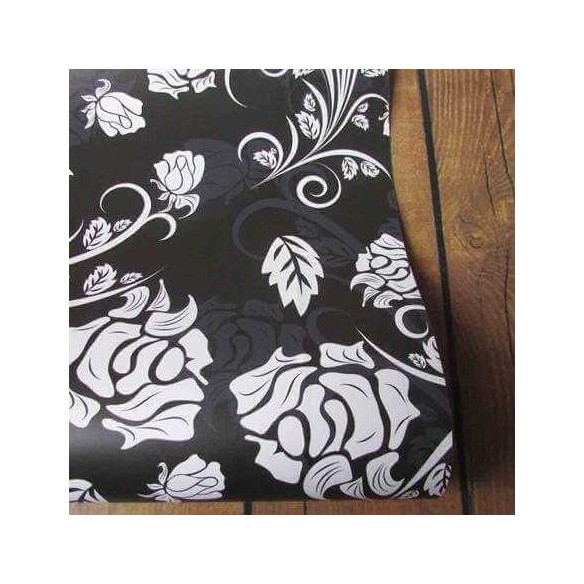 Papel de Parede Adesivo Floral Preto e Branco 283