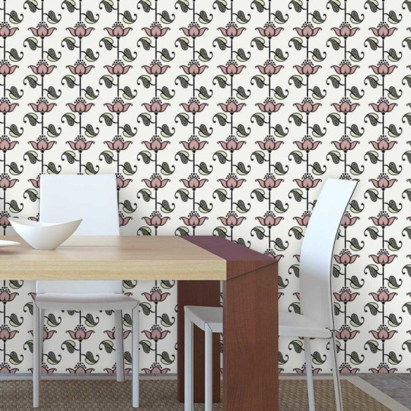 Papel de Parede Adesivo Floral Rosa 1140