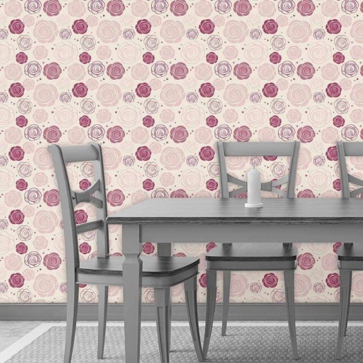 Papel de Parede Adesivo Floral Rosa 151642877