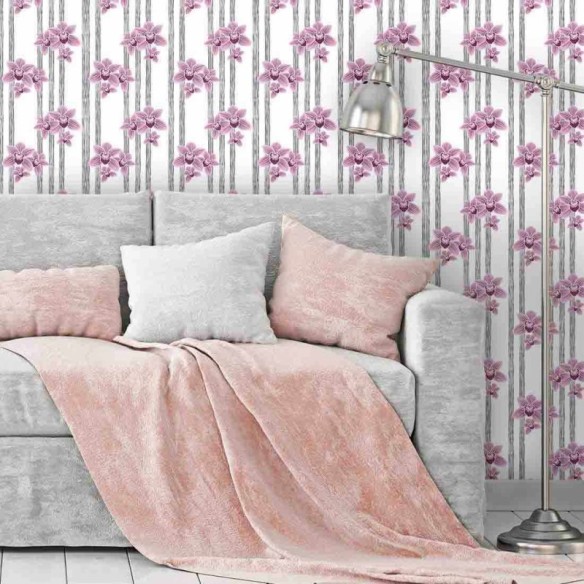 Papel de Parede Adesivo Floral Rosa 257131162