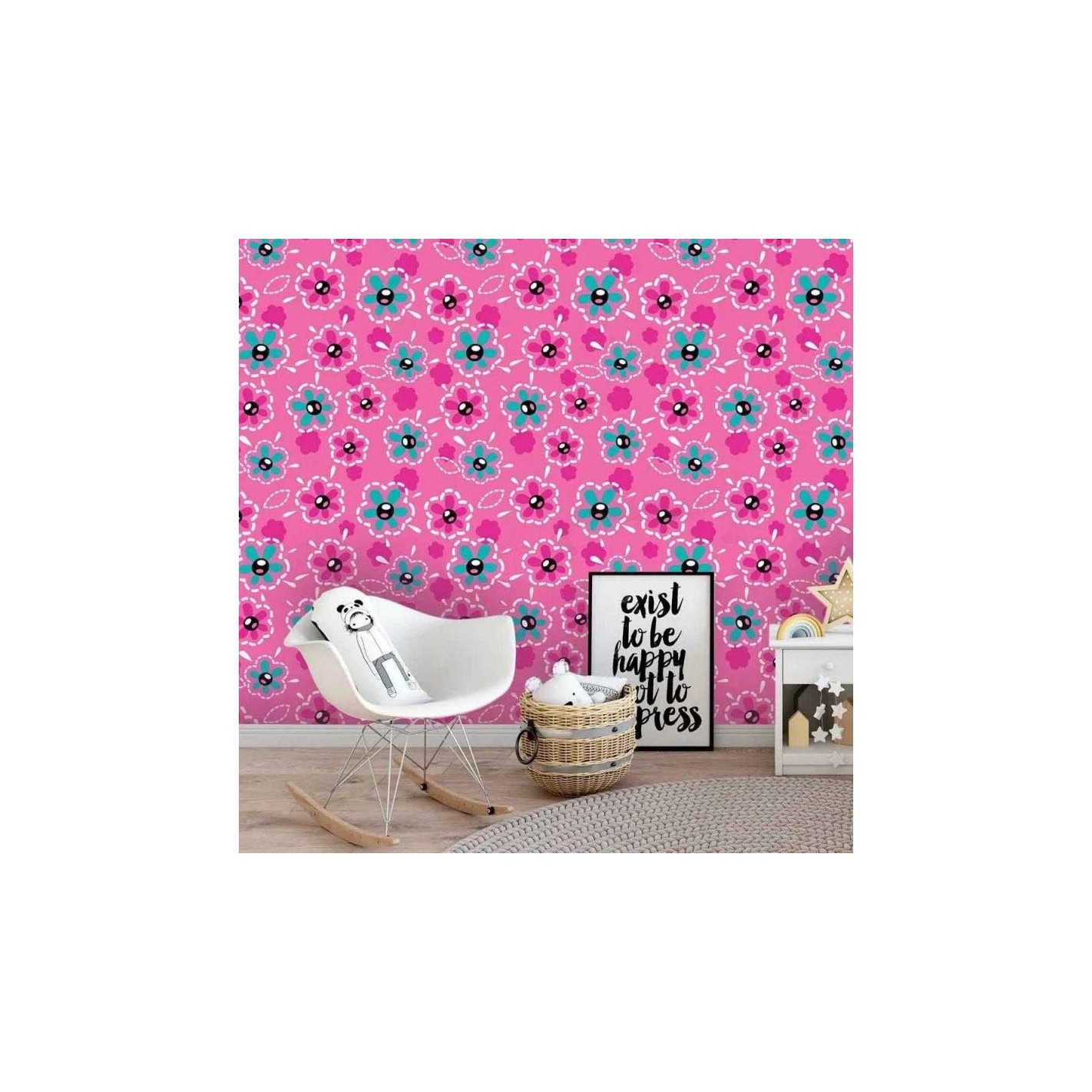 Papel De Parede Adesivo Floral Rosa 472766272