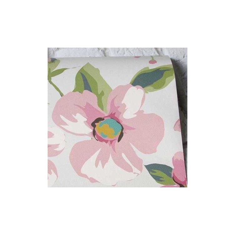 Papel de Parede Adesivo Floral Rosa e Azul...