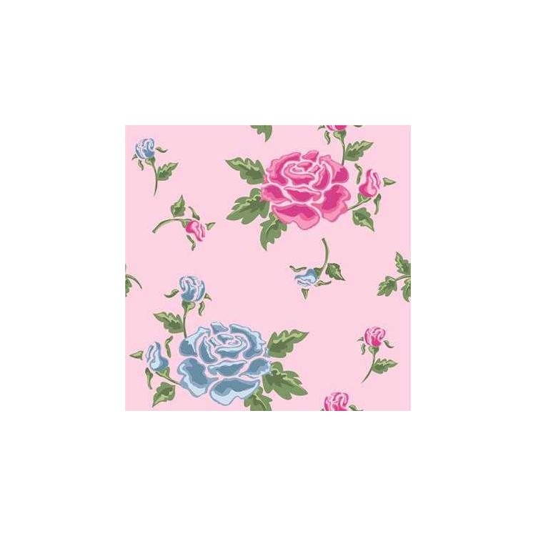 Papel de Parede Adesivo Floral Rosa e Azul...