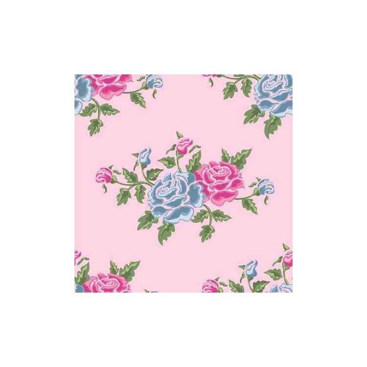 Papel de Parede Adesivo Floral Rosa e Azul...