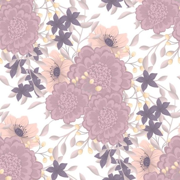 Papel de Parede Adesivo Floral Rosa e Branco N05294