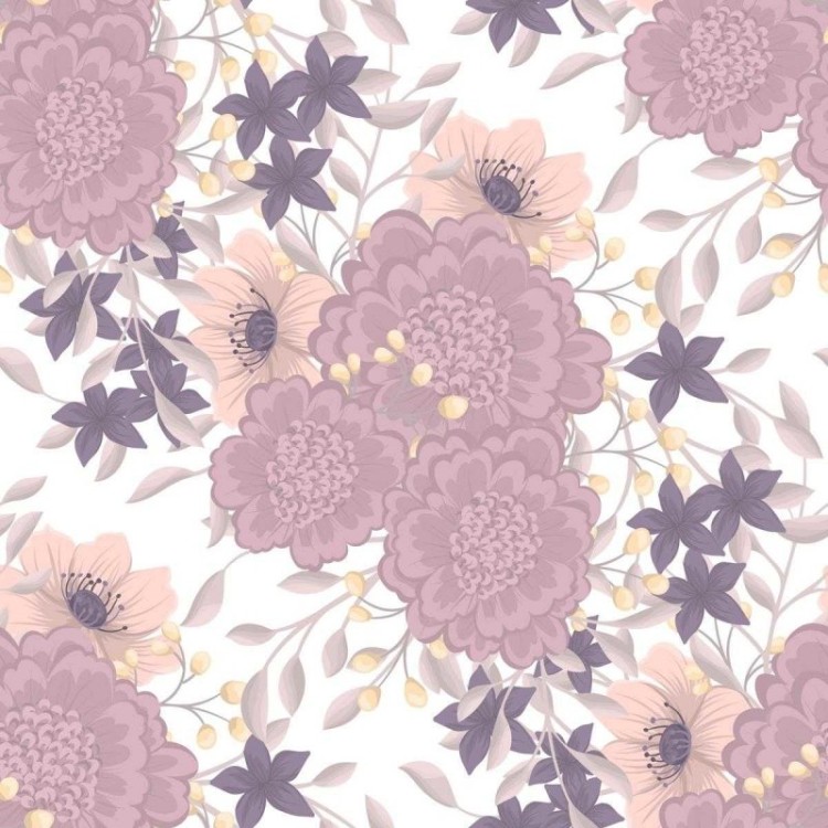 Papel de Parede Adesivo Floral Rosa e Branco...