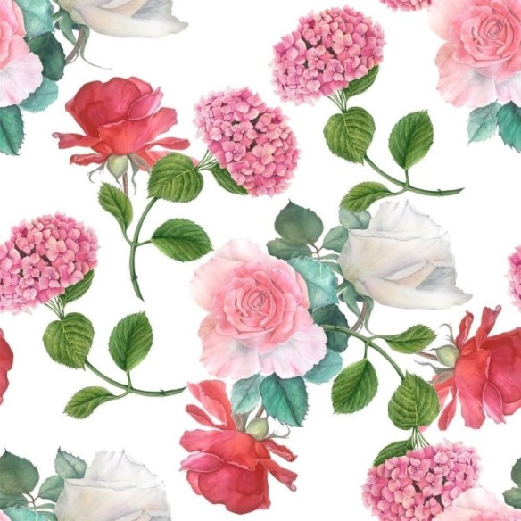 Papel de Parede Adesivo Floral Rosa N012077