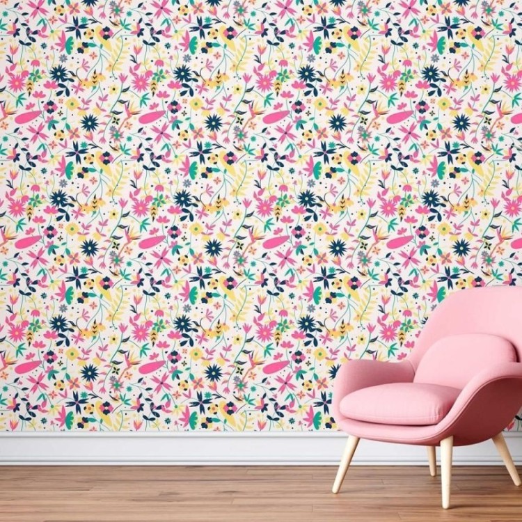 Papel de Parede Adesivo Floral rosa N08161