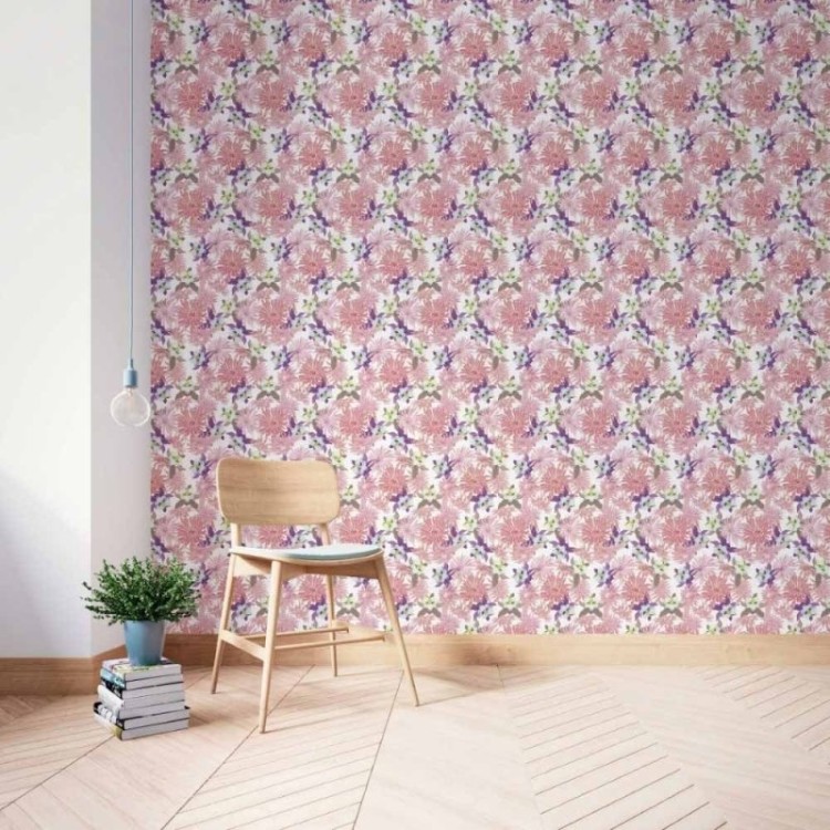 Papel de Parede Adesivo Floral Rosado N014019