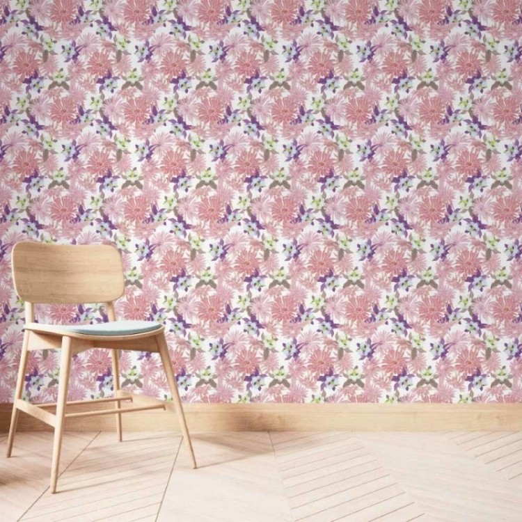 Papel de Parede Adesivo Floral Rosado N014019
