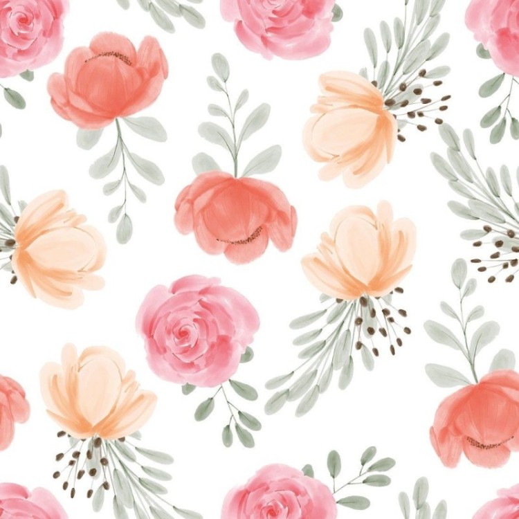 Papel de Parede Adesivo Floral Rosas Aquarela...