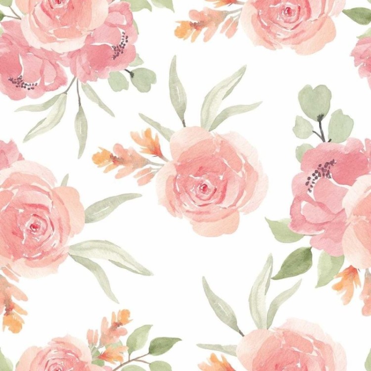 Papel de Parede Adesivo Floral Rosas Aquarela...