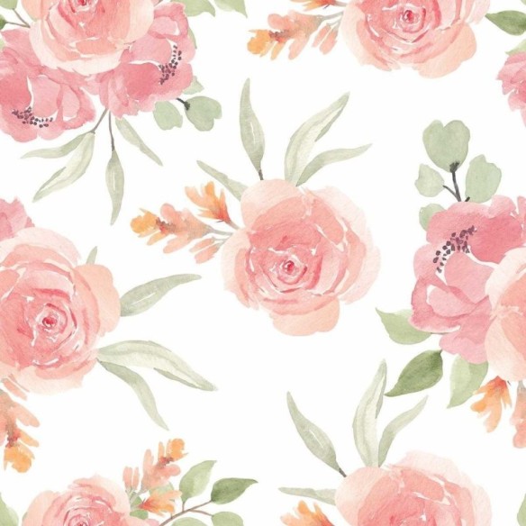 Papel de Parede Adesivo Floral Rosas Aquarela N05078