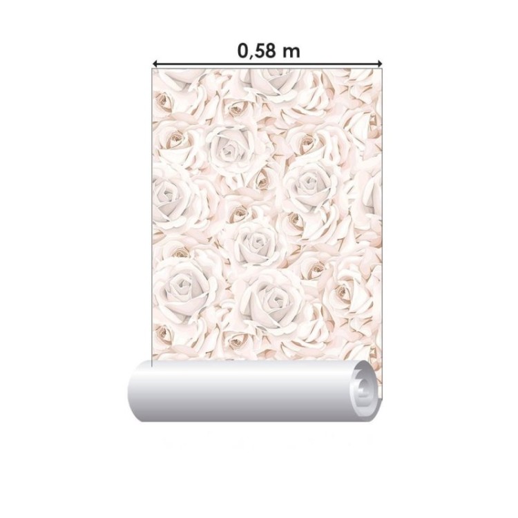 Papel de Parede Adesivo Floral Rosas Brancas...