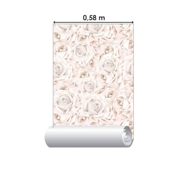 Papel de Parede Adesivo Floral Rosas Brancas N010111