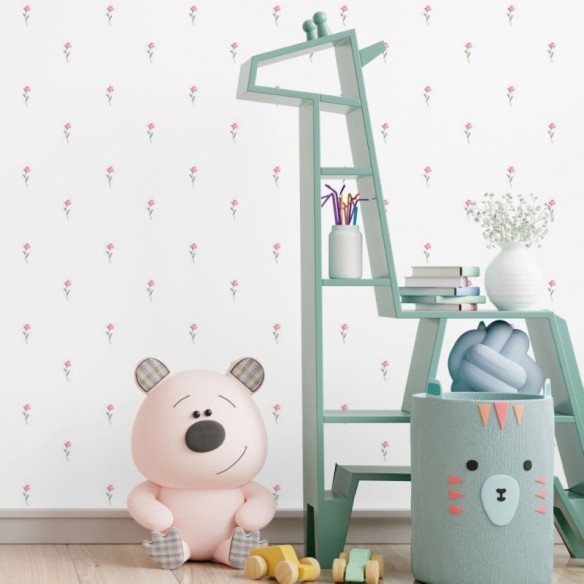 Papel de Parede Adesivo Floral Rosas Minimalistas N017061