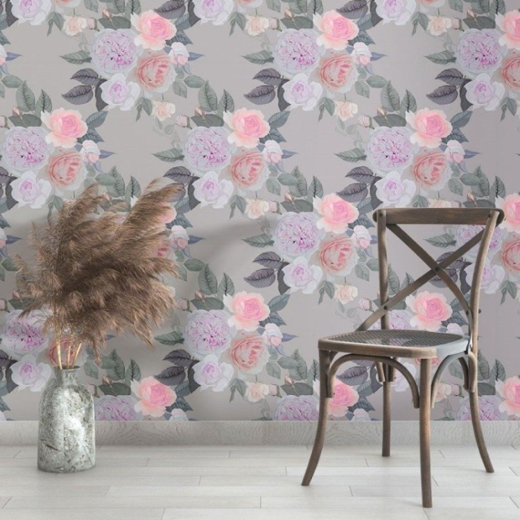 Papel de Parede Adesivo Floral Rosas N013184