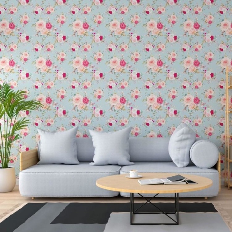 Papel de Parede Adesivo Floral Rosas N013196