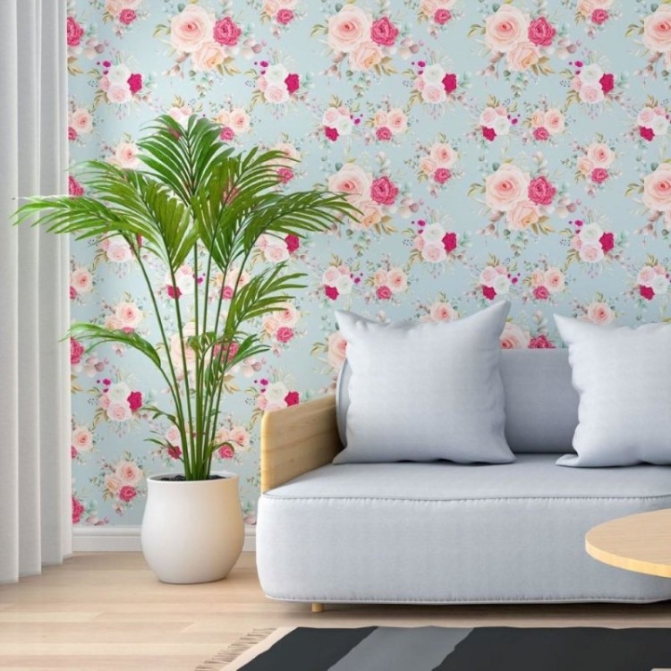 Papel de Parede Adesivo Floral Rosas N013196