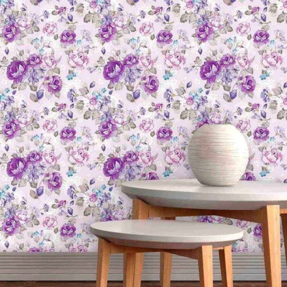Papel de Parede Adesivo Floral Roxo 109278941