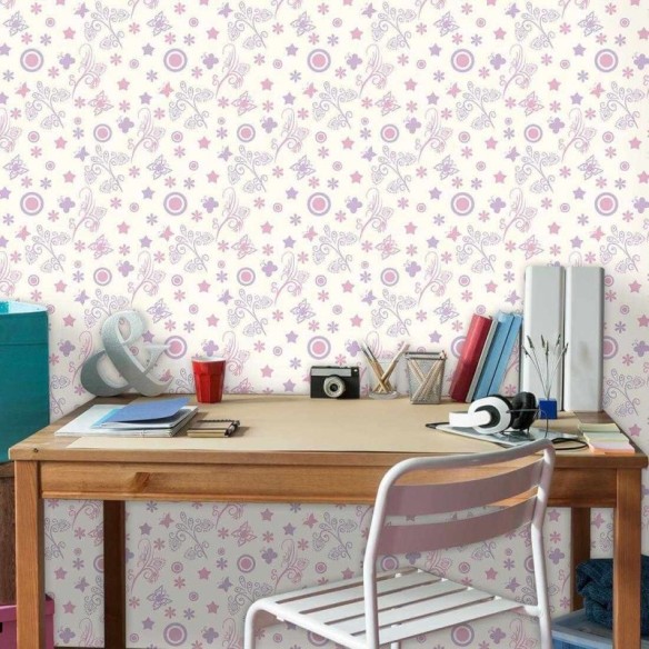 Papel de Parede Adesivo Floral Roxo 1259