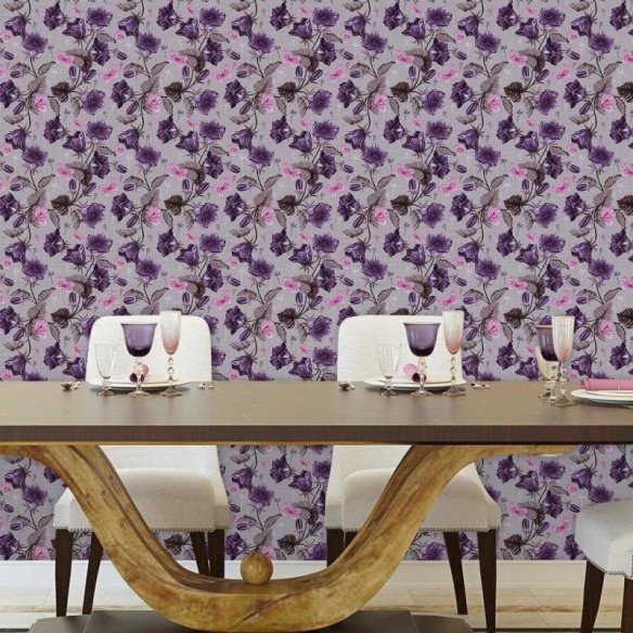 Papel de Parede Adesivo Floral Roxo 1465