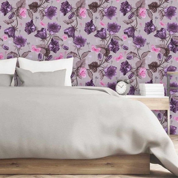 Papel de Parede Adesivo Floral Roxo 687