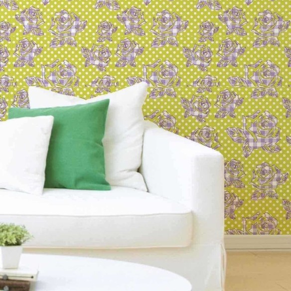 Papel de Parede Adesivo Floral Roxo e Verde 98767909