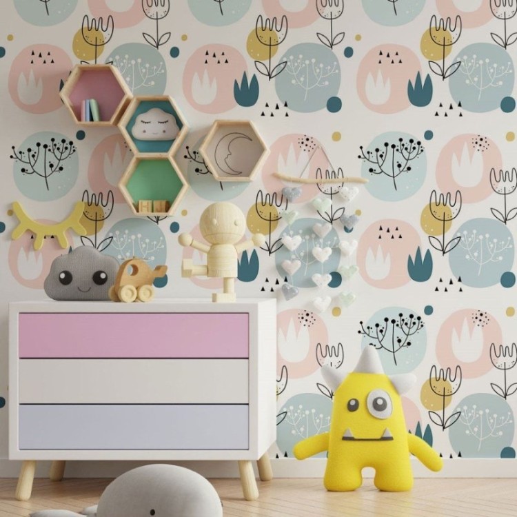 Papel de Parede Adesivo Floral Scandinavian...
