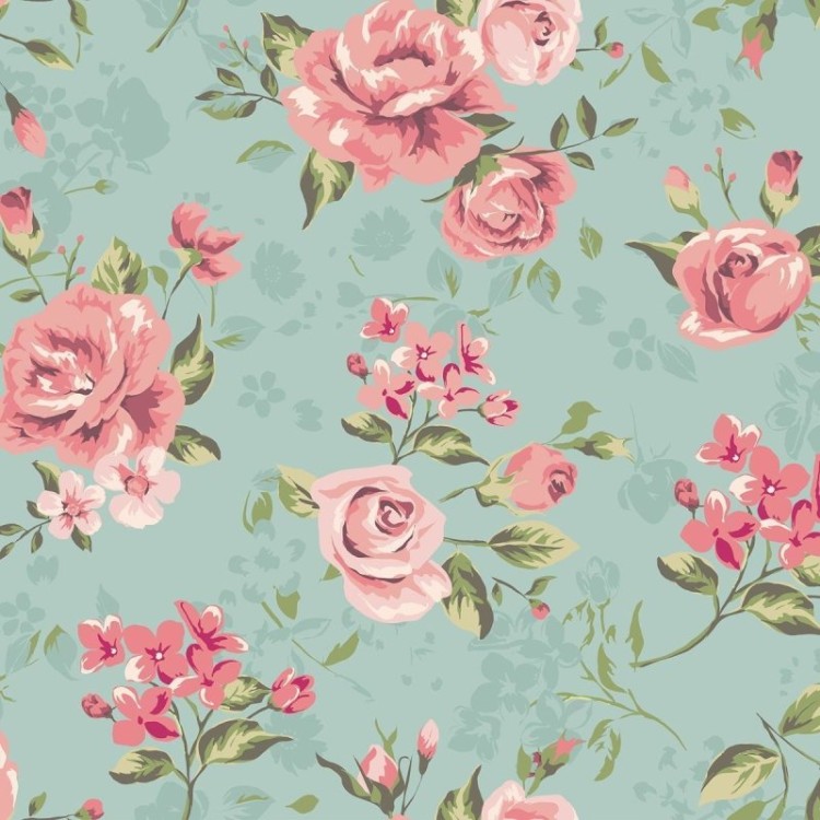 Papel de Parede Adesivo Floral Sobre Azul N09112