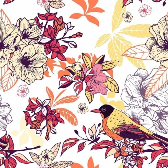 Papel de Parede Adesivo floral tropical N014132