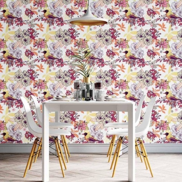Papel de Parede Adesivo floral tropical N014132