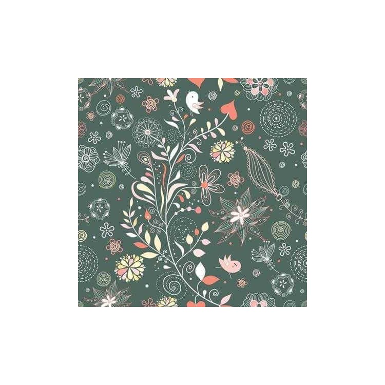 Papel de Parede Adesivo Floral Verde 1300
