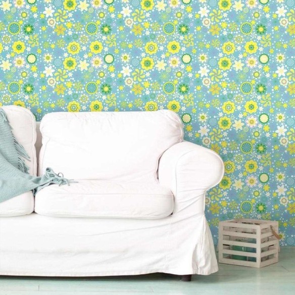 Papel de Parede Adesivo Floral Verde 1372